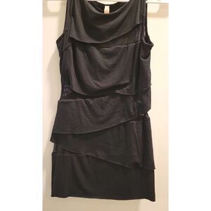 BAILEY 44 Black Pullover Layered Tiered Stretch Mesh Sleeveless Top Tank Sz M